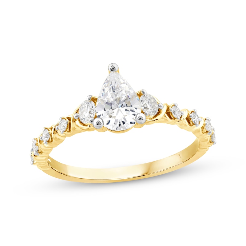 Main Image 1 of Pear-Shaped Diamond Engagement Ring 7/8 ct tw 14K Yellow Gold