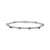 Thumbnail Image 1 of Oval-Cut Tanzanite & Diamond Accent Link Bracelet Sterling Silver 7.25&quot;