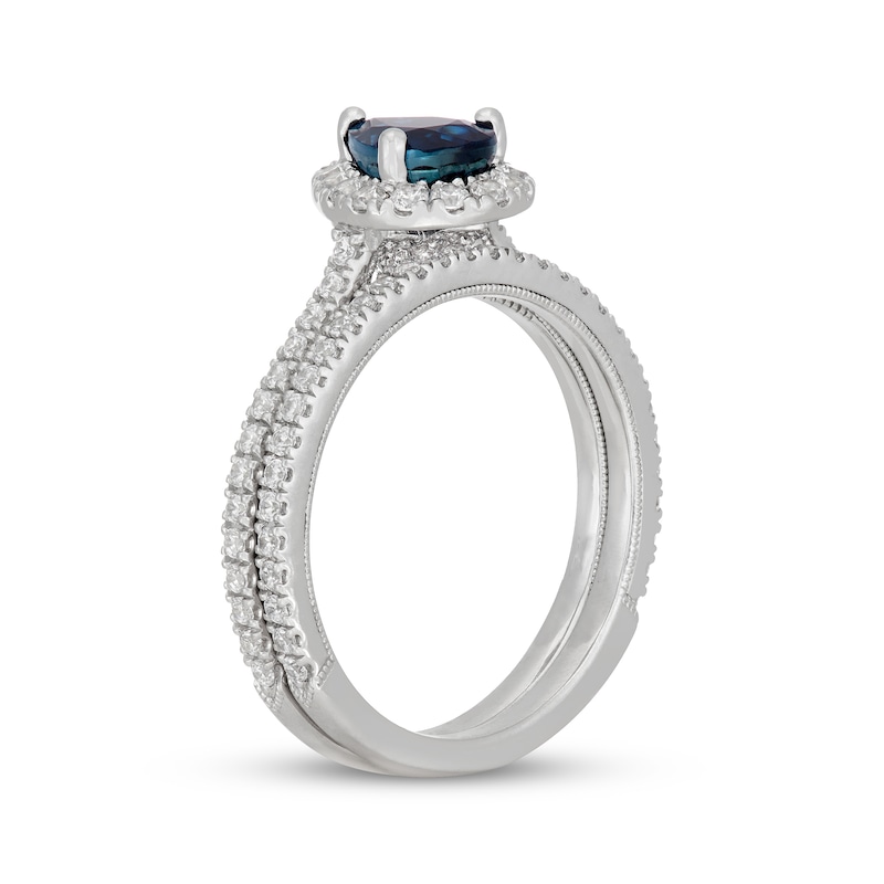 Main Image 2 of Neil Lane Pear-Shaped Natural Blue Sapphire & Diamond Bridal Set 5/8 ct tw 14K White Gold