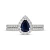 Thumbnail Image 3 of Neil Lane Pear-Shaped Natural Blue Sapphire & Diamond Bridal Set 5/8 ct tw 14K White Gold