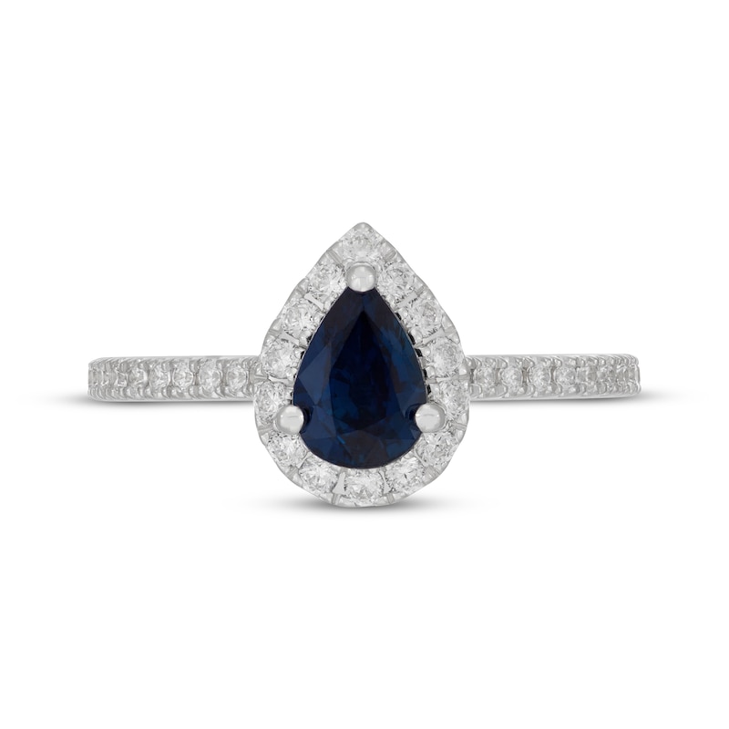 Neil Lane Pear-Shaped Natural Blue Sapphire & Diamond Engagement Ring 1/2 ct tw 14K White Gold
