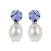 Thumbnail Image 2 of Cultured Pearl & Blue Pattern Enamel Drop Earrings Sterling Silver