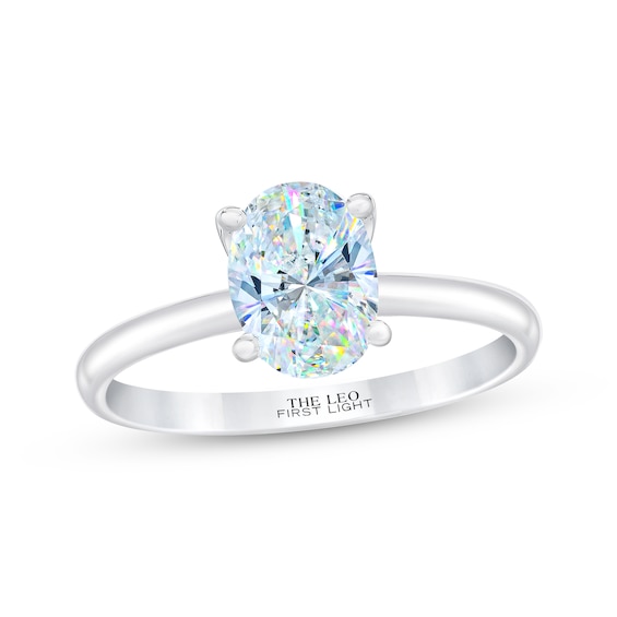 THE LEO First Light Diamond Oval-Cut Solitaire Engagement Ring 1-1/2 ct tw 14K White Gold