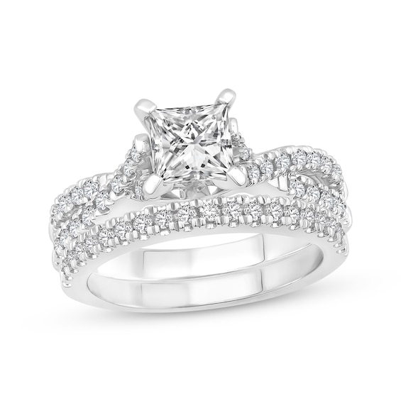 Diamond Princess-cut Bridal Set 7/8 ct tw 14K White Gold