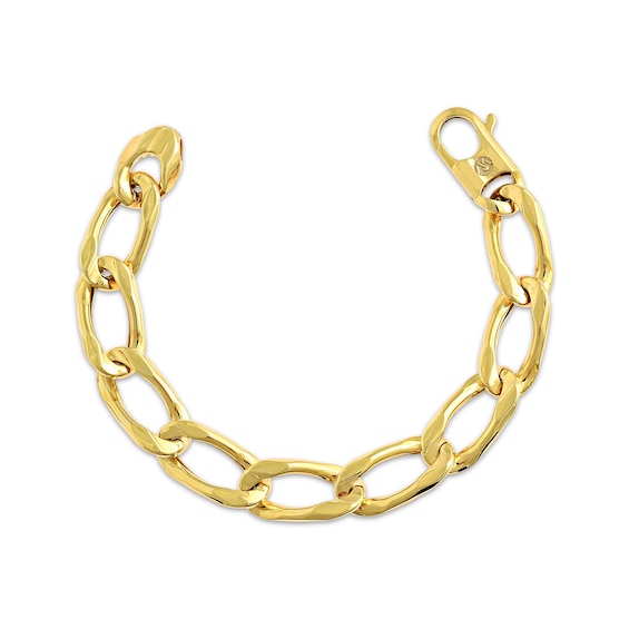 Diamond-Cut Hollow Curb Chain Bracelet 10K Yellow Gold 7.5"
