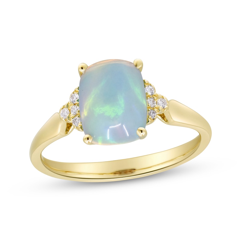 Main Image 1 of Cushion-Cut Opal & Diamond Ring 1/20 ct tw 10K Yellow Gold