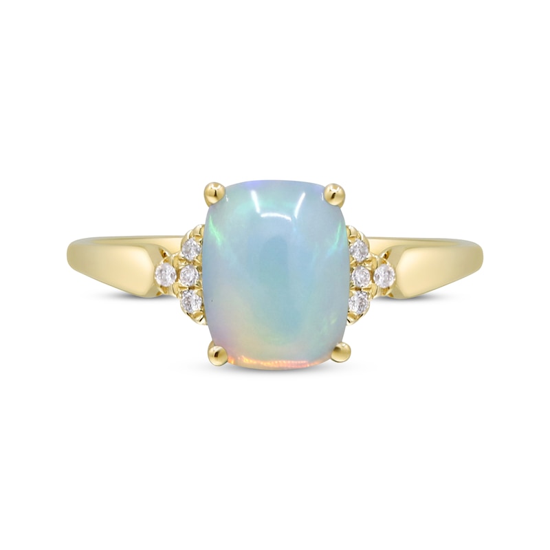 Main Image 2 of Cushion-Cut Opal & Diamond Ring 1/20 ct tw 10K Yellow Gold