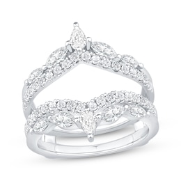 Pear, Marquise & Round-Cut Diamond Chevron Enhancer Ring 1-1/3 ct tw 14K White Gold