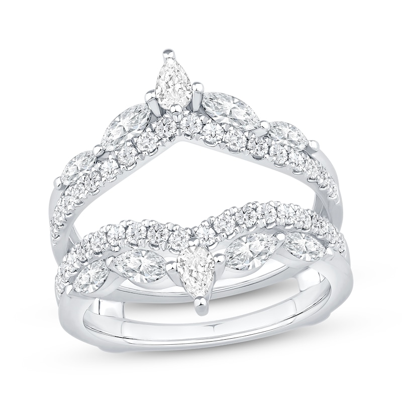 Main Image 1 of Pear, Marquise & Round-Cut Diamond Chevron Enhancer Ring 1-1/3 ct tw 14K White Gold