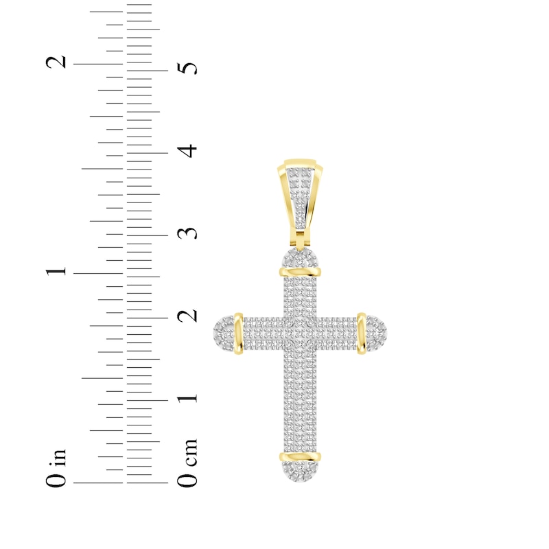 Main Image 2 of Men's Diamond Cross Charm 1/5 ct tw 10K Yellow Gold