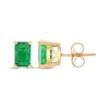 Thumbnail Image 1 of Emerald-Cut Natural Emerald Solitaire Stud Earrings 10K Yellow Gold