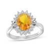 Thumbnail Image 1 of Oval-Cut Citrine & White Lab-Created Sapphire Starburst Ring Sterling Silver