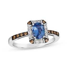 Le Vian Oval-Cut Ceylon Sapphire Ring 1/5 ct tw Diamonds 14K Vanilla Gold