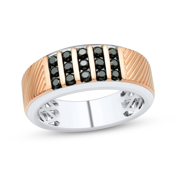 Men's Black Diamond Wedding Ring 1/2 ct tw 10K Two-Tone Gold