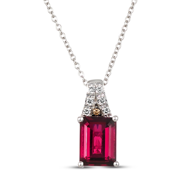 Main Image 1 of Le Vian Emerald-Cut Rhodolite Garnet Necklace 1/20 ct tw Diamonds 14K Vanilla Gold 18&quot;