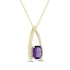 Thumbnail Image 1 of Cushion-Cut Amethyst & Diamond Necklace 1/3 ct tw 10K Yellow Gold 18"