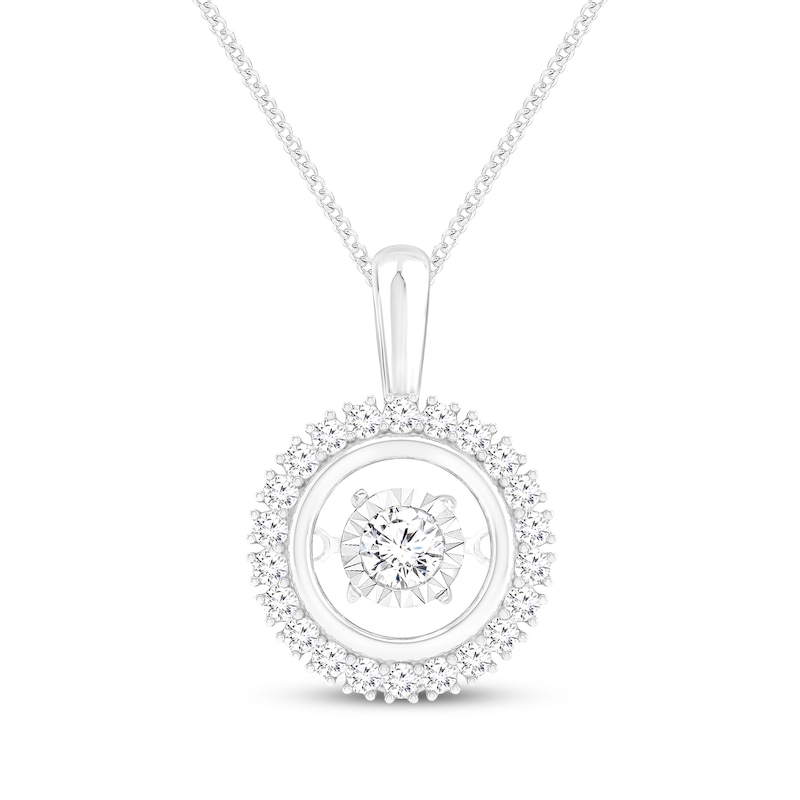 Main Image 1 of Unstoppable Love Diamond Halo Necklace 1/3 ct tw 10K White Gold 19&quot;