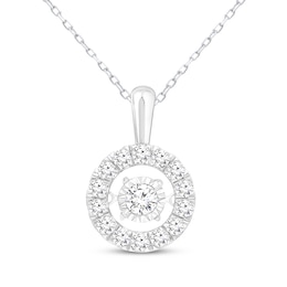 Unstoppable Love Lab-Created Diamond Halo Necklace 1 ct tw 14K White Gold 18&quot;