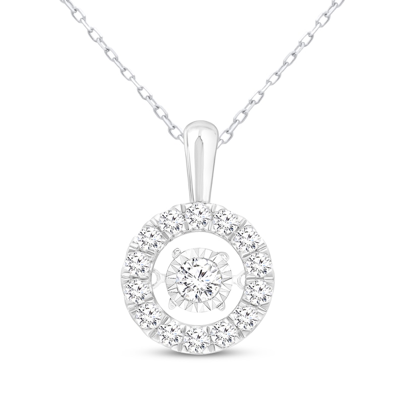 Main Image 1 of Unstoppable Love Lab-Grown Diamond Halo Necklace 1 ct tw 14K White Gold 18&quot;