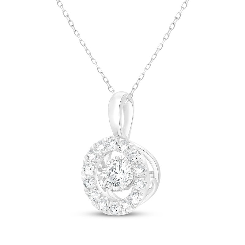 Main Image 2 of Unstoppable Love Lab-Grown Diamond Halo Necklace 1 ct tw 14K White Gold 18&quot;