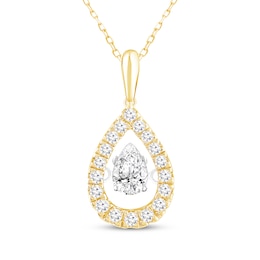 Unstoppable Love Pear-Shaped Lab-Created Diamond Halo Necklace 1/2 ct tw 14K Yellow Gold 18&quot;