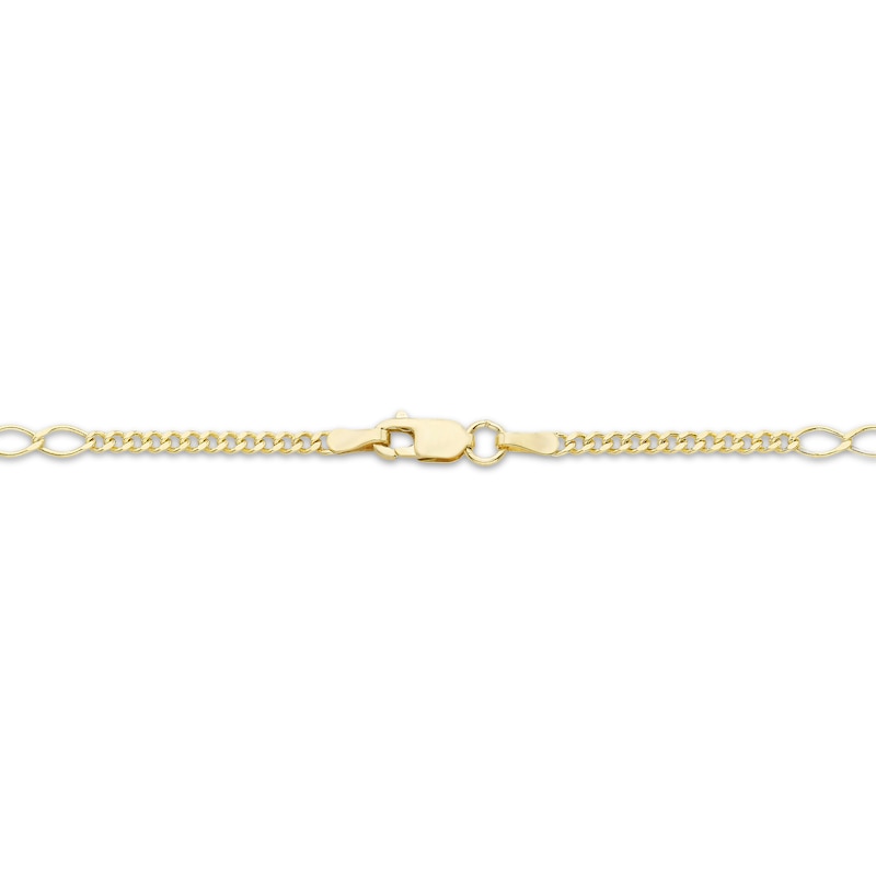 Main Image 2 of Solid Curb Link Chain Station Necklace 10K Yellow Gold 18&quot;