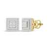 Thumbnail Image 1 of Multi-Diamond Square Double Halo Stud Earrings 3/4 ct tw 10K Yellow Gold