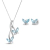 Thumbnail Image 1 of Marquise-Cut Swiss Blue Topaz & White Lab-Created Sapphire Butterfly Gift Set Sterling Silver