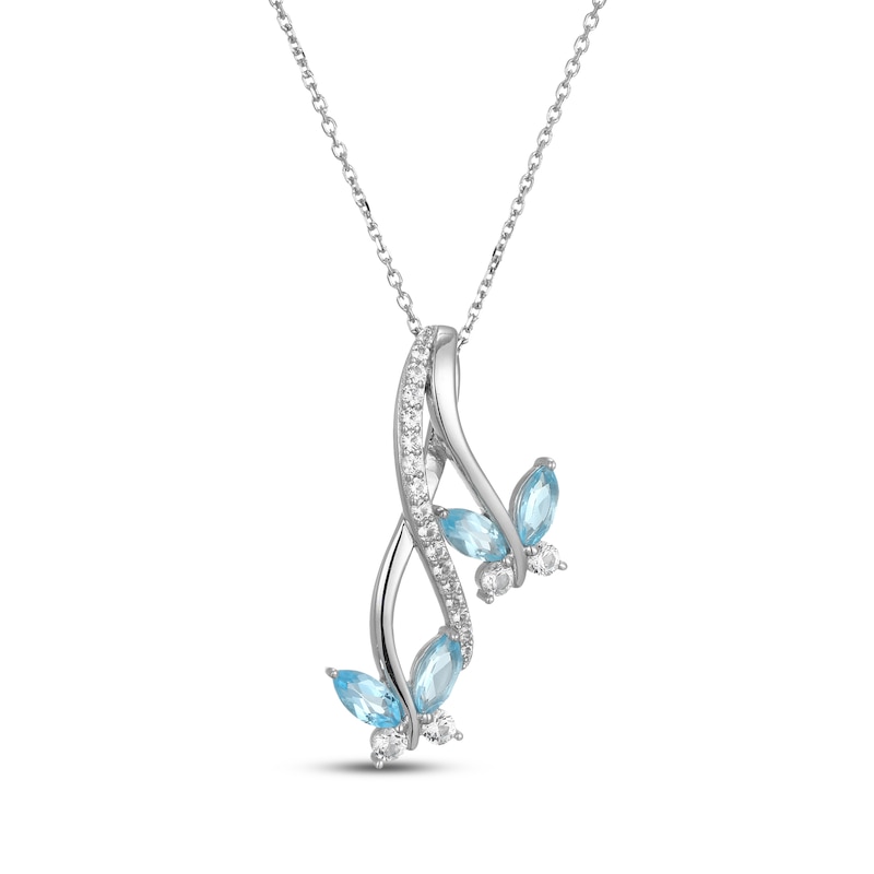 Main Image 2 of Marquise-Cut Swiss Blue Topaz & White Lab-Created Sapphire Butterfly Gift Set Sterling Silver