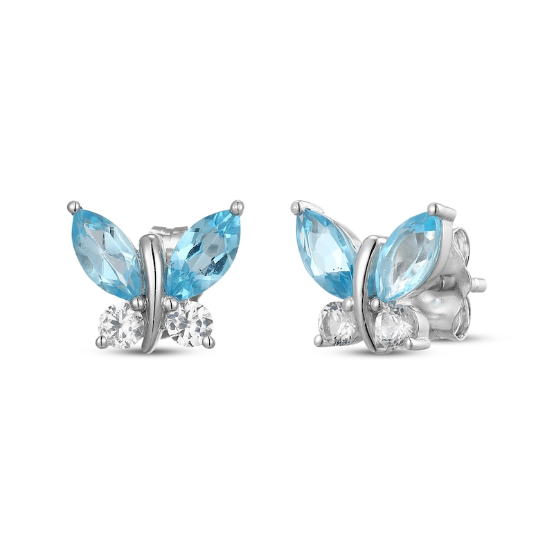 Main Image 3 of Marquise-Cut Swiss Blue Topaz & White Lab-Created Sapphire Butterfly Gift Set Sterling Silver