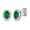 Thumbnail Image 1 of Le Vian Oval-Cut Emerald Earrings 1/4 ct tw Diamonds 14K Vanilla Gold