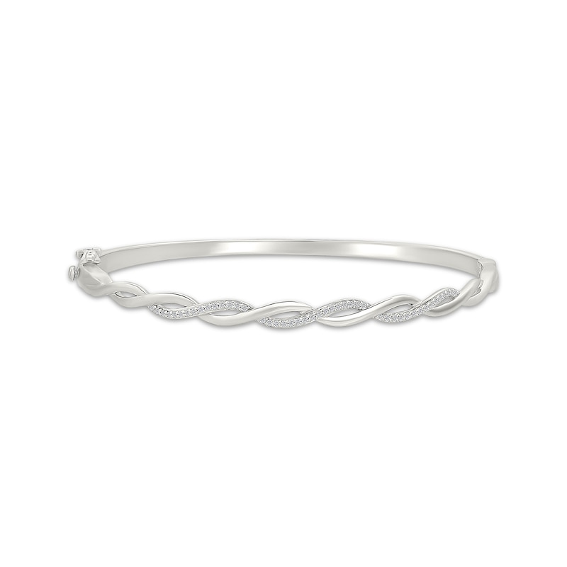 Main Image 1 of Diamond Twist Bangle Bracelet 1/5 ct tw Sterling Silver