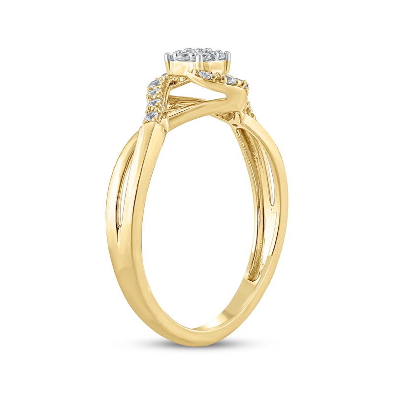 Main Image 2 of Multi-Diamond Bypass Swirl Promise Ring 1/5 ct tw 10K Yellow Gold