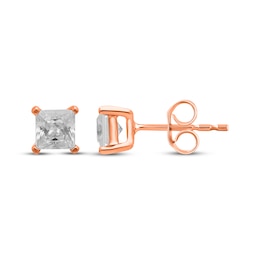 Lab-Created Diamonds by KAY Princess-Cut Solitaire Stud Earrings 1/3 ct tw 10K Rose Gold (I/SI2)