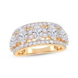 Lab-Grown Diamonds by KAY Oval & Round-Cut Ring 2 ct tw 14K Yellow Gold