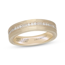 Neil Lane Artistry Men's Round & Baguette-Cut Lab-Grown Diamond Wedding Band 1/2 ct tw 14K Yellow Gold