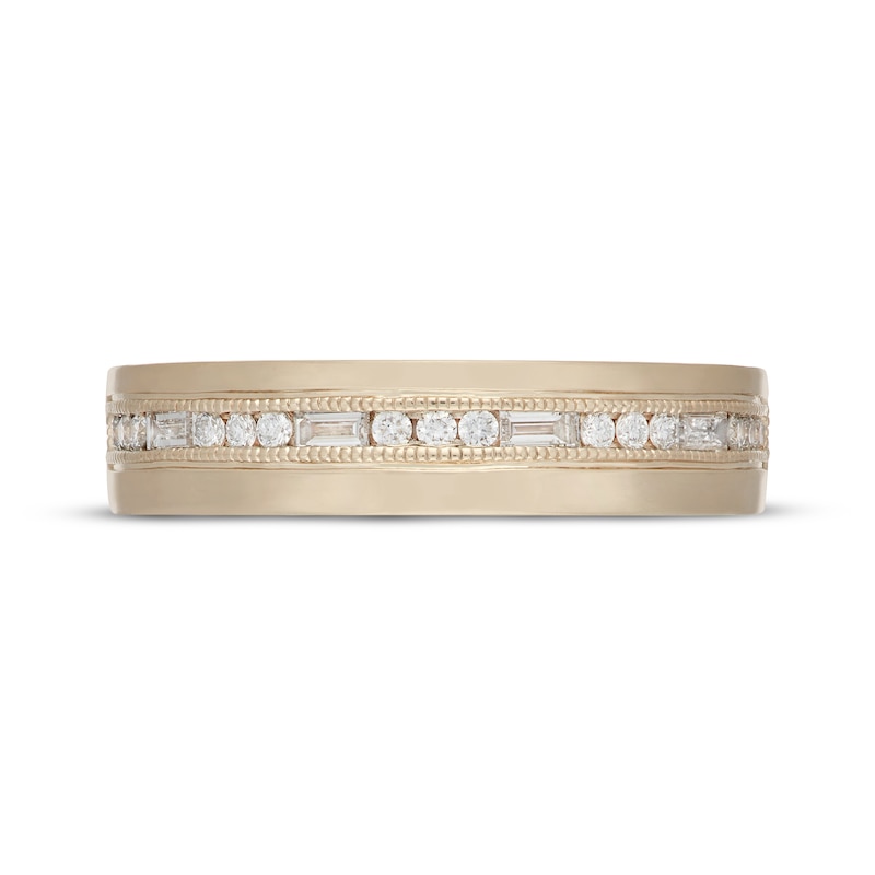 Main Image 3 of Neil Lane Artistry Men's Round & Baguette-Cut Lab-Grown Diamond Wedding Band 1/2 ct tw 14K Yellow Gold