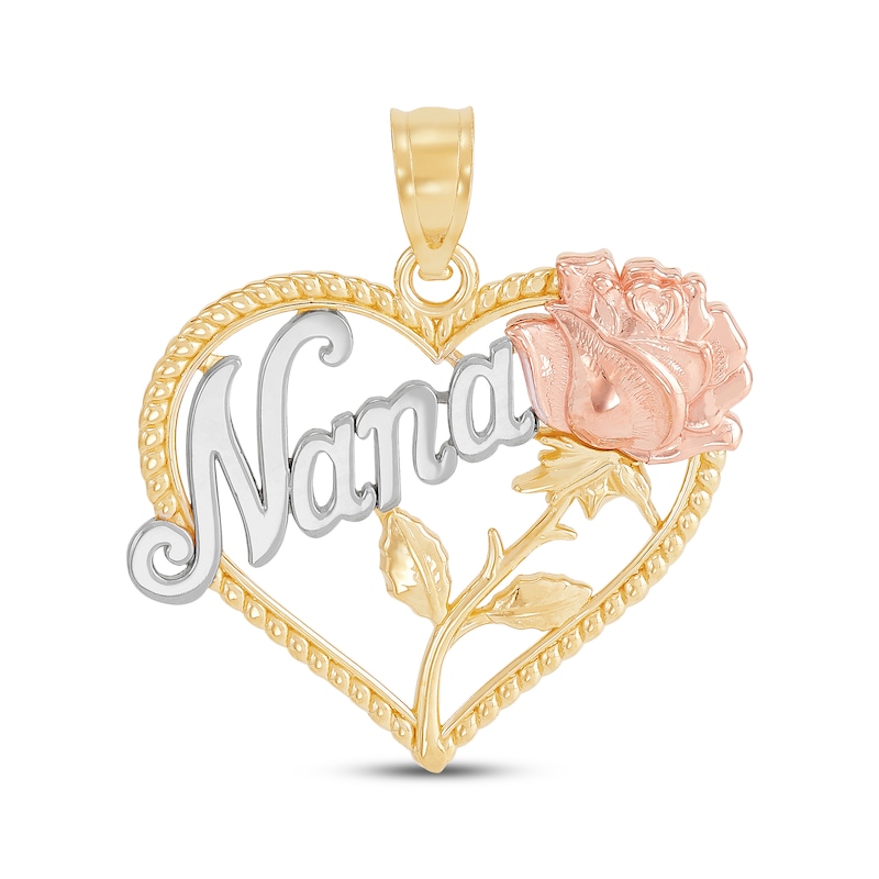 Main Image 1 of &quot;Nana&quot; Heart & Rose Charm 14K Two-Tone Gold