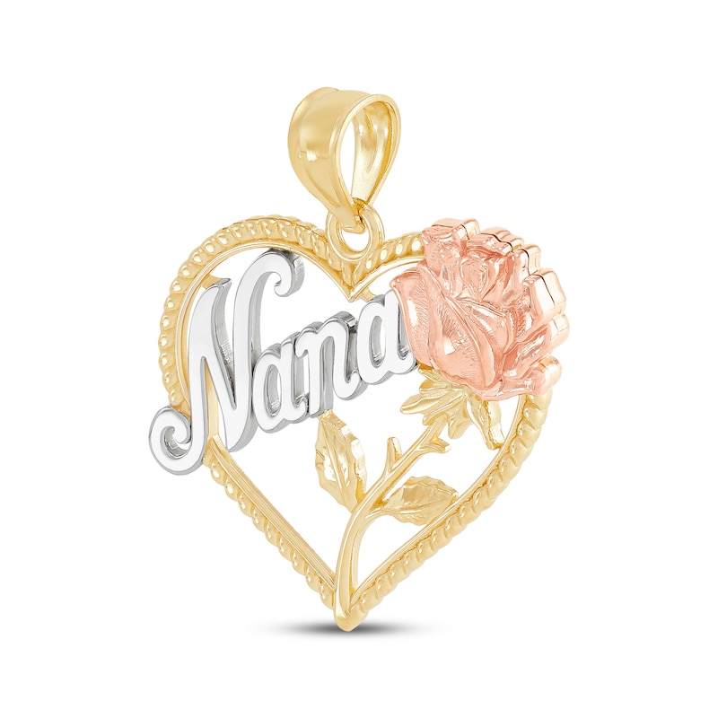 Main Image 2 of &quot;Nana&quot; Heart & Rose Charm 14K Two-Tone Gold