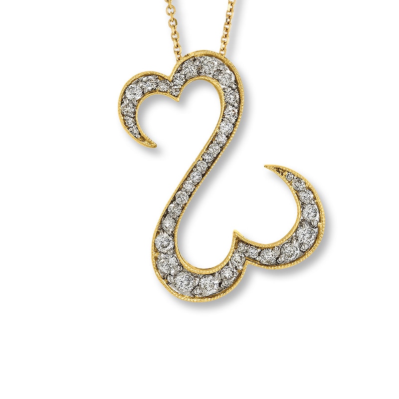 Main Image 1 of Open Hearts Necklace 1 ct tw Diamonds 14K Yellow Gold