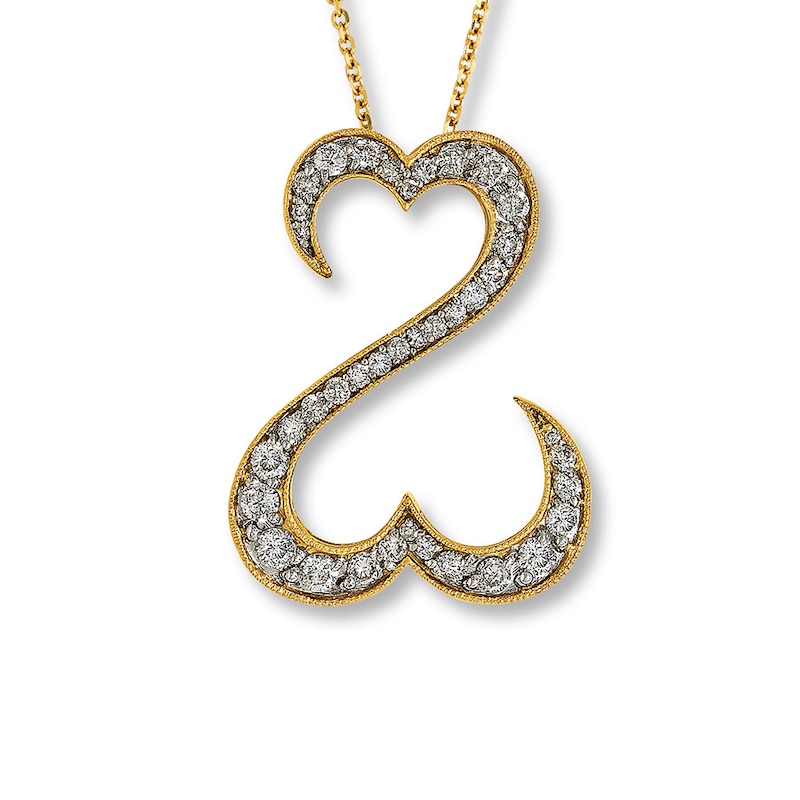 Main Image 2 of Open Hearts Necklace 1 ct tw Diamonds 14K Yellow Gold