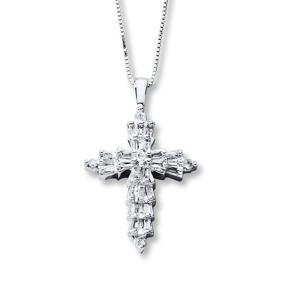 Diamond Cross Necklace 1/4 Carat tw 10K White Gold