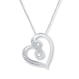 Infinity Heart Necklace 1/20 ct tw Diamonds Sterling Silver 18