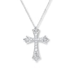 Thumbnail Image 1 of Diamond Cross Necklace 1/5 ct tw Round-cut 10K White Gold 18&quot;