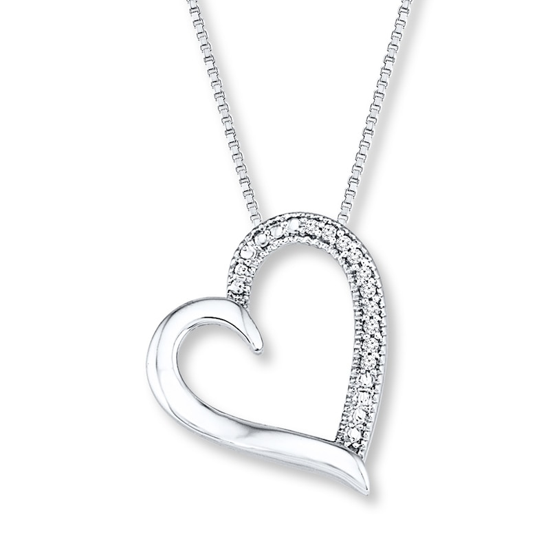 Main Image 1 of Diamond Heart Necklace 1/20 ct tw Round-cut Sterling Silver 18&quot;