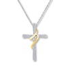 Thumbnail Image 1 of Cross Necklace 1/5 ct tw Diamonds Sterling Silver & 10K Yellow Gold 18&quot;