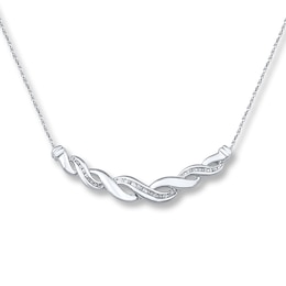 Diamond Necklace 1/20 ct tw Round-cut Sterling Silver 18&quot;