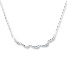 Diamond Necklace 1/6 ct tw Round-cut Sterling Silver 18&quot;