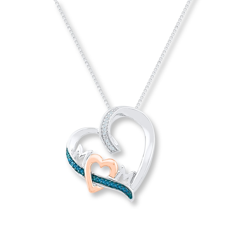 Main Image 1 of Mom Heart Necklace 1/20 ct tw Diamonds Sterling Silver & 10K Rose Gold 18&quot;