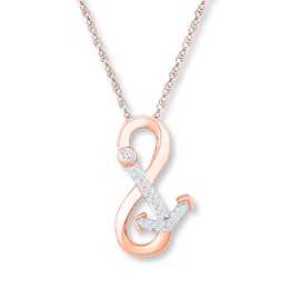 Infinity Anchor Necklace 1/20 ct tw Diamonds 10K Rose Gold 18&quot;